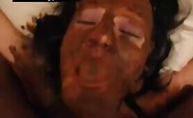 Covered entire brown shit on face