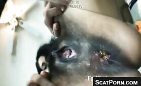 Juicy hairy pussy lady pooping hot closeup 