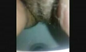 Hairy pussy wife pissing and pooping 