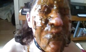 Lady enjoying massive shit on face 