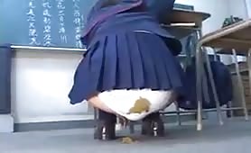 Schoolgirl shitting in white panties
