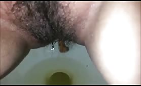 Hairy mexican girl shitting