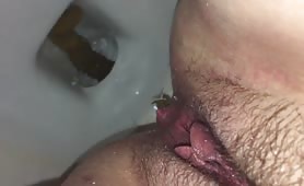 Shitting a big one in toilet