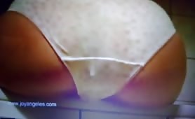 Hot brunette shitting in white panties