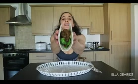 Brunette Makes a Fresh Scat Taco in Her Kitchen