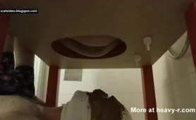 Sweet babe uses homemade toilet to feed slave