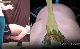 Male slave fed by three girls