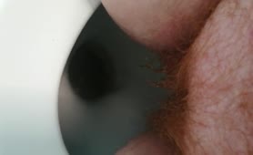 Hairy babe shitting
