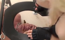 Bald guy forced to eat poop from kitchen floor