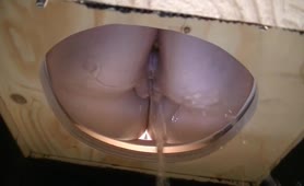 Shitting from a homemade toilet