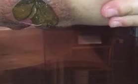 Spreading ass to poop