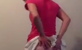 Petite girl shits in white panties
