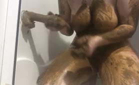 Rubbing fresh shit on entire body