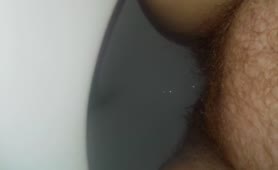 Hairy wife pooping