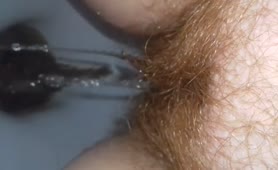 Hairy babe pooping