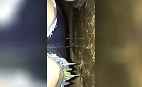 Slutty lady pooping outdoor 