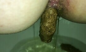 Piss and poop from amateur asshole 