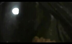 Pretty girl rubs warm shit on her face