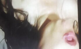 Brunette Sucks a Yellow Dildo and Pisses on Her Panties