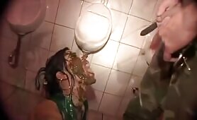Blonde German Woman Shits on Face and Ass in Bathroom