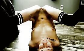 Nude Blonde Lays on Floor and Pisses on Socks