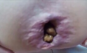 Curvy Blonde Squats and Shits a Yellow Load