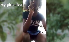 Curvy Woman Pisses and Shits Outside in Public